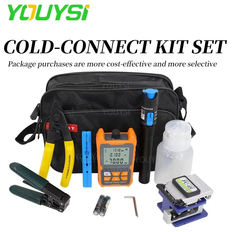 

YOUYSI 8pcs/set FTTH Fiber Optic Tool Kit with Fiber Cleaver Optical Power Meter Visual Fault Lcator 5km/10km/20km/30km