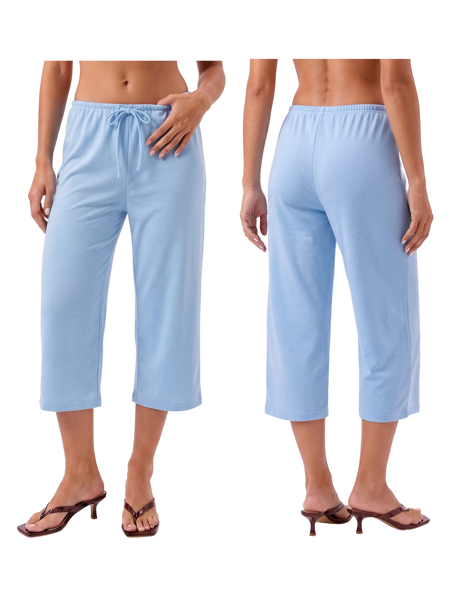 Cropped For Casual Length Elastic-Waist 4 Length Cropped Cropped For Casual Daily Waist 3 4 Waist 3 Women Capri Pants
