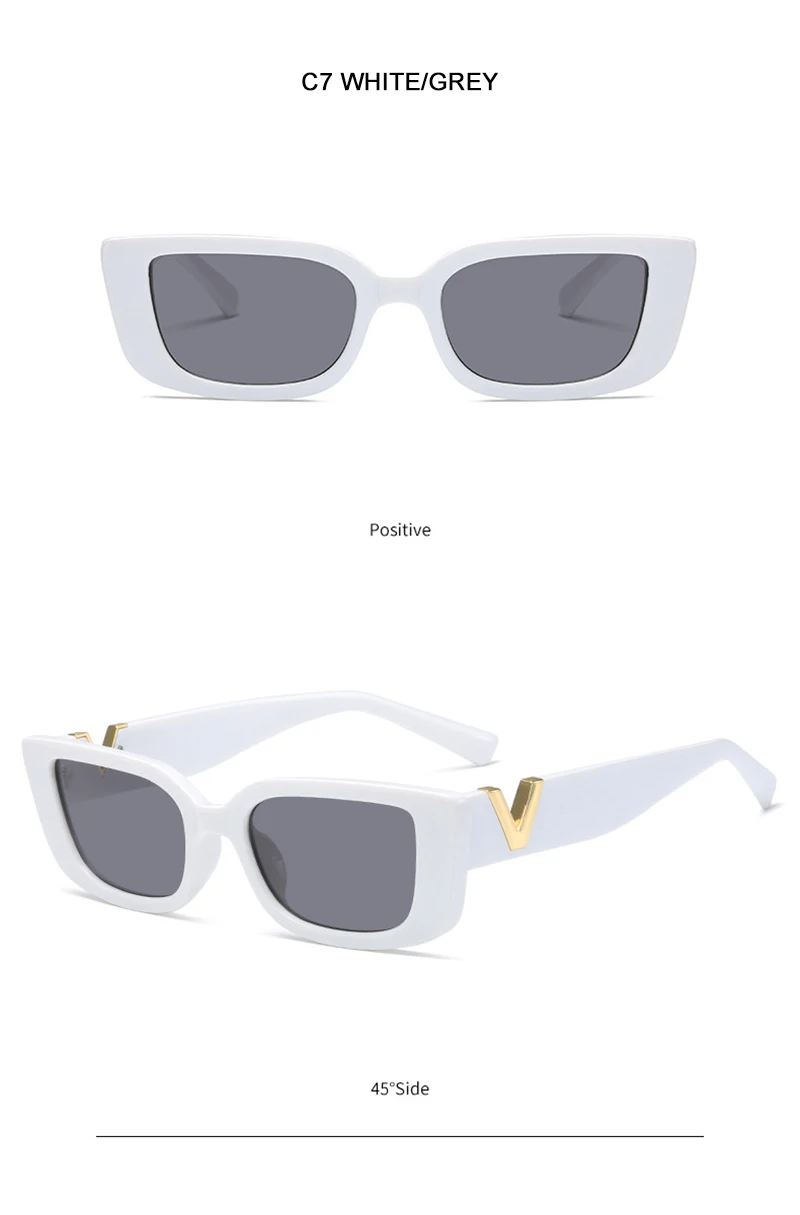 Modische Cat-Eye-Sonnenbrille, luxuriöse V-Sonnenbrille für Damen, klassische rechteckige Fahrbrille, UV400 – Detail 8