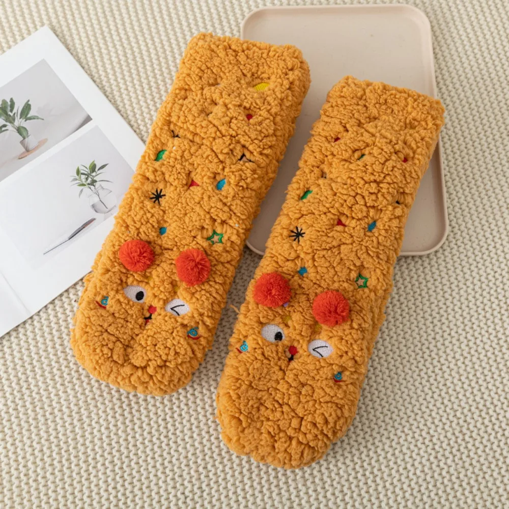 

Soft Cartoon Thick Thermal Socks Mid Tube Plush Thickened Floor Socks Anti Slip Foot Warmer Sleeping Slipper Socks Home