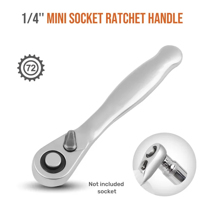 

1/4 Square Ratchet Socket Head Wrench 6.35mm Screwdriver Small Mini Quick Wrench 72-tooth Socket Handle Spanner Hand Repair Tool