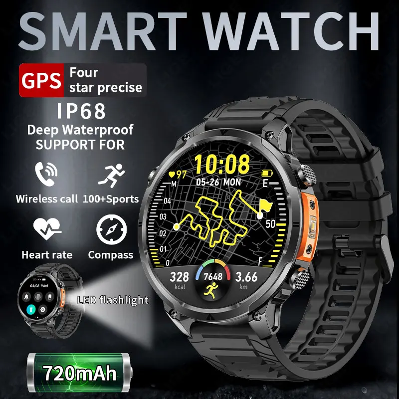 

Original LIGE Smart Watch LED Flashlight Waterproof GPS 720mAh Battery Compass Music Control smart watchs for men Android IOS