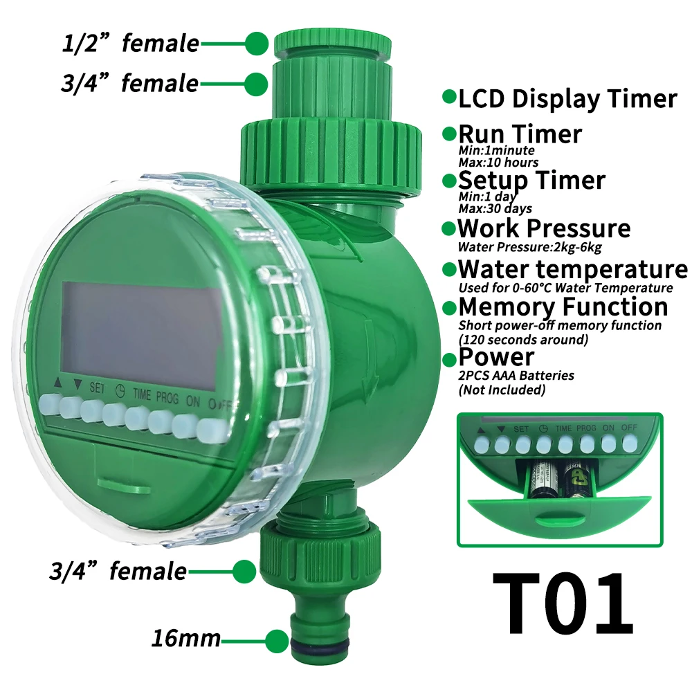 LCD Display Electronic Garden Watering Timer Automatic Irrigation Controller Intelligence Valve Watering Control Device