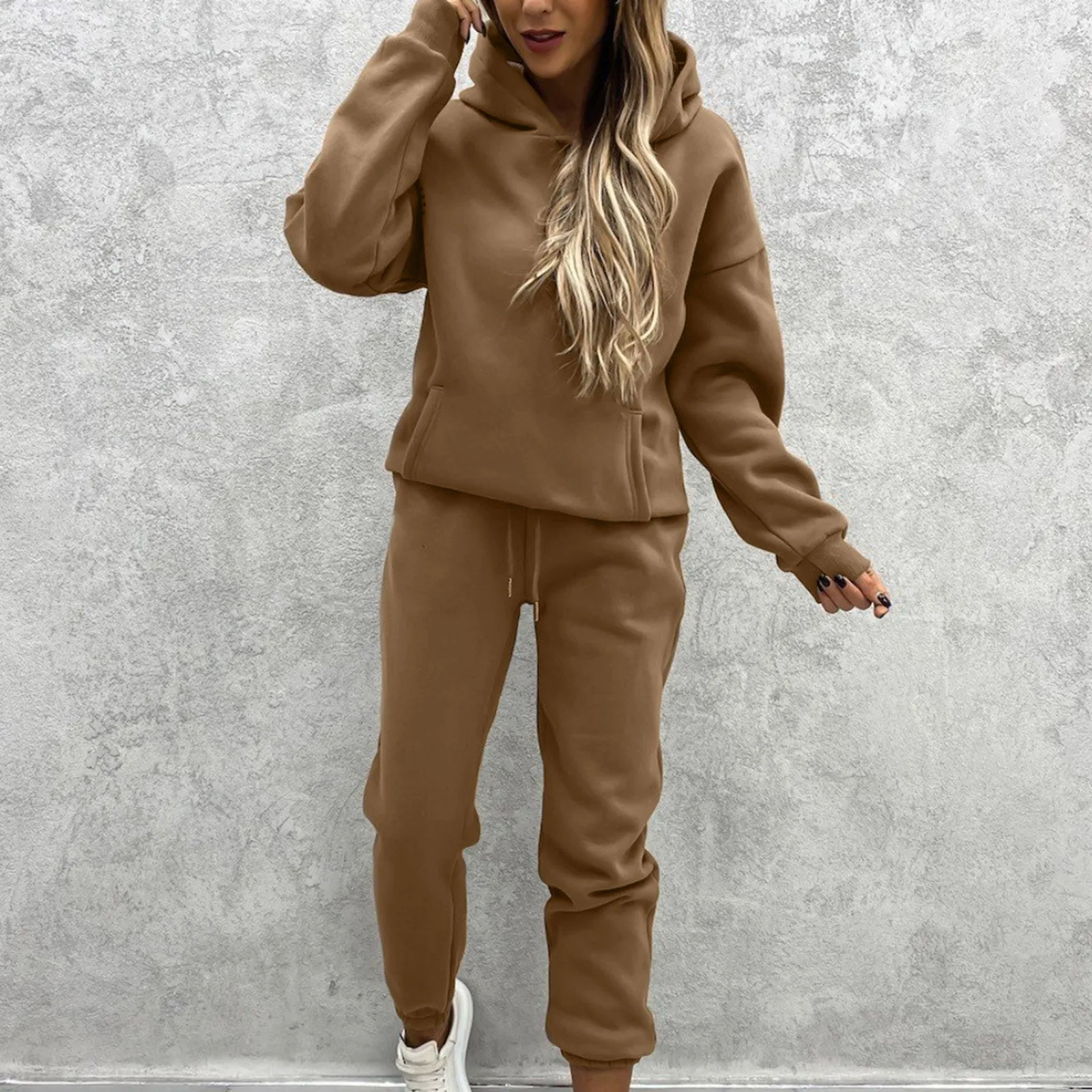 Sportwear 2 Piece Set For Women Long Sleeve Hoodies Sweatshirts And High Waist Sweatpants Loose Casual Streetwear Trouser Suits