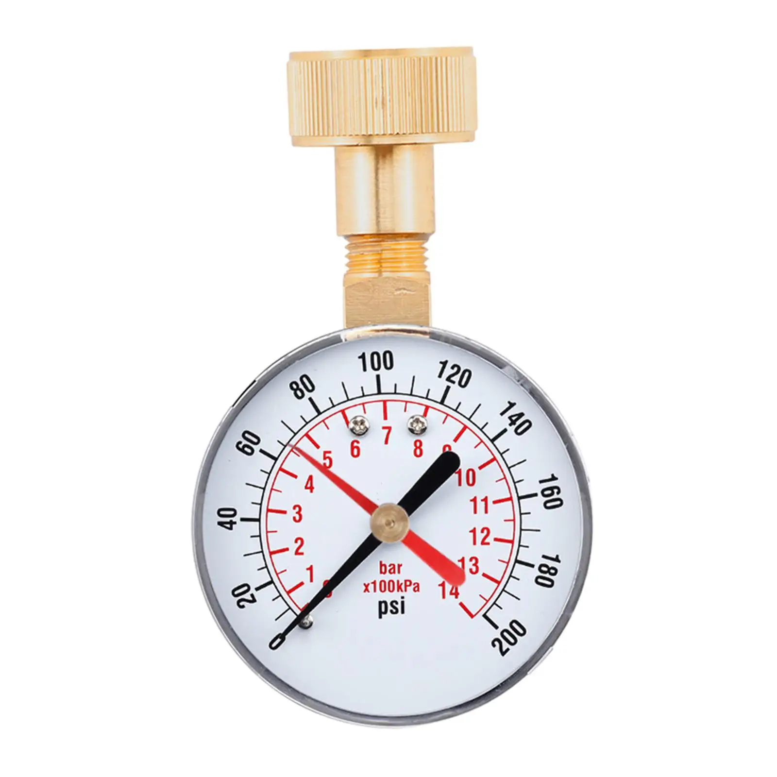 Pressure Gauge Water Pressure Test Gauge 3/4'' Female Hose Thread 0-200 PSI with Red Pointers High Precision