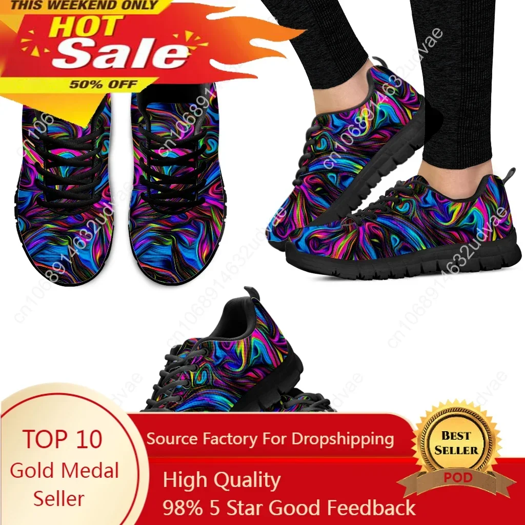 

Fashion Color Psychedelic Design Shoes Knitted Fabric Thick Sole Sneakers Lightweight Outdoor Shoes Basketball Shoes