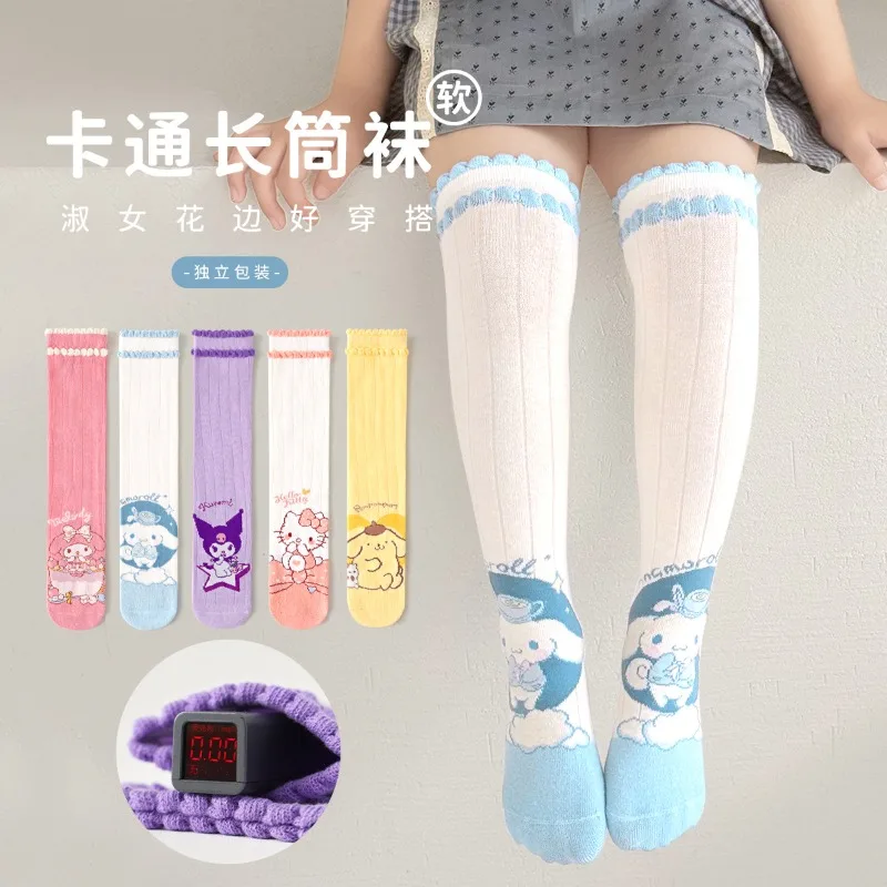 夏子供の女の子の靴下アニメ漫画クロミメロディシナモロール薄型スタイルミッドレングスメッシュソックスかわいいかわいい靴下ギフト