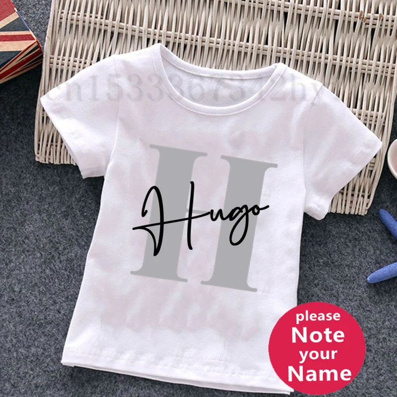 Custom Letter Name kids T-shirt Boy Personalised Initial Clothes Summer Short Sleeve Tops Print Kids Tees Casual Toddler Outfits