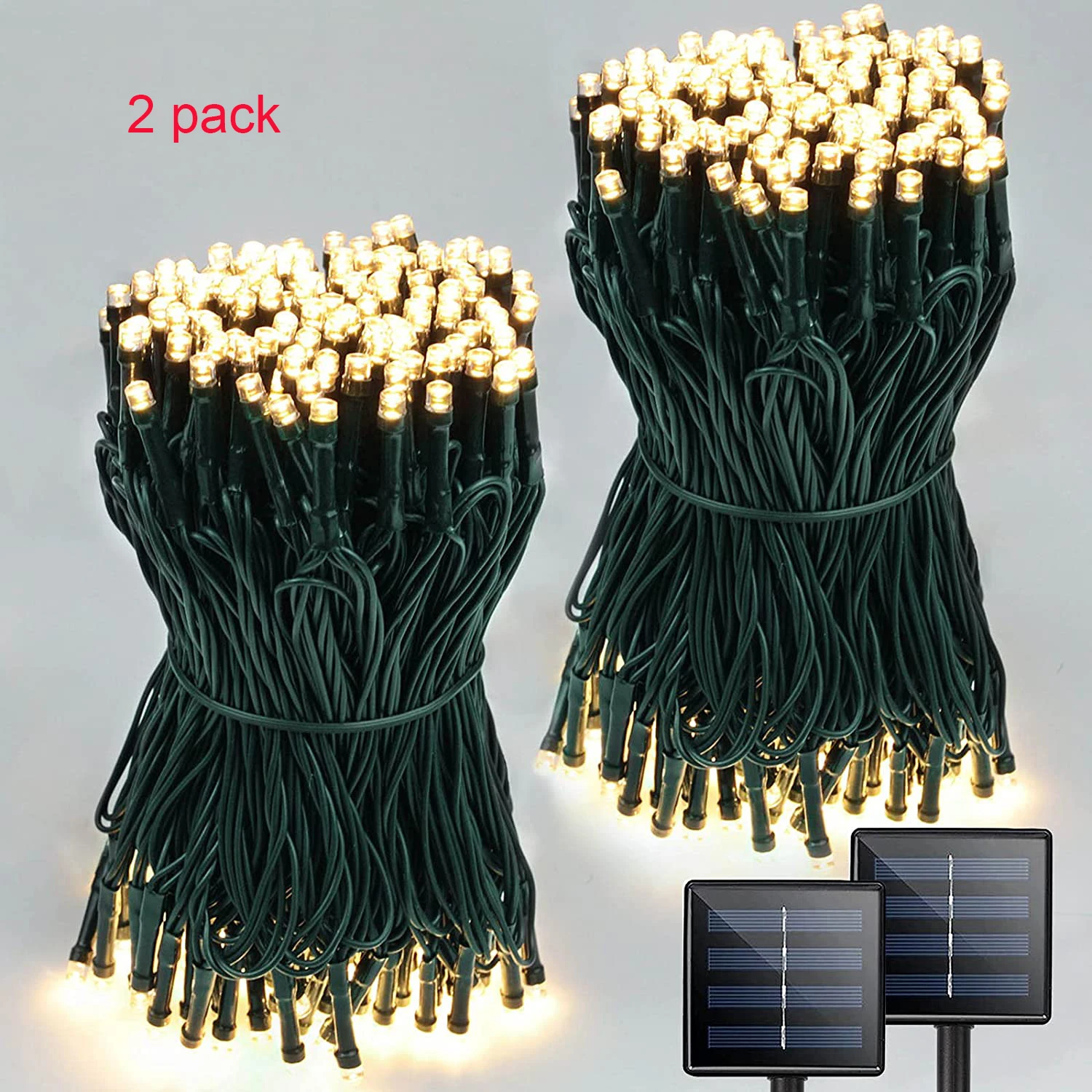 

Solar Christmas Lights Outdoor Waterproof LED Solar String Lights 8 Modes Green Wire Solar Tree Lights for Xmas Party Garden