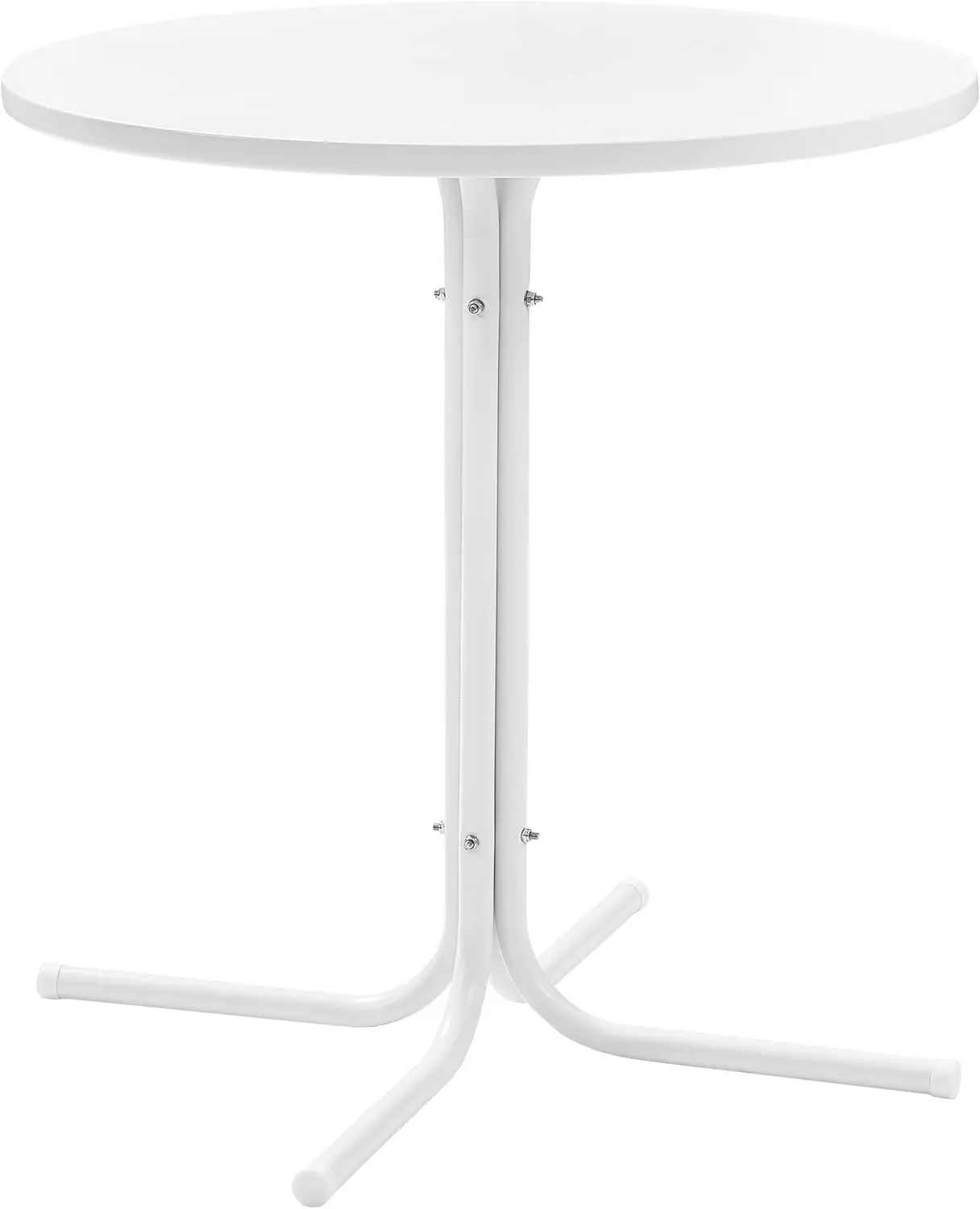 

Griffith Round Outdoor Bistro Table, Retro Metal Patio Furniture for Dining, Porch, Deck, White Satin