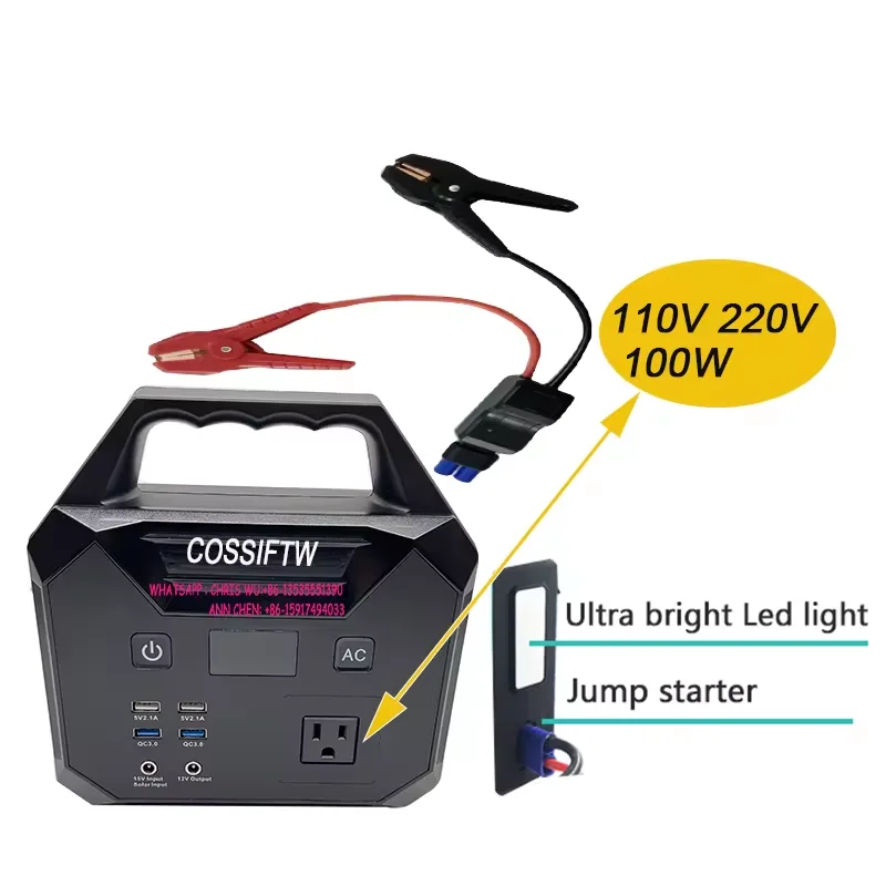 COSSIFTW Car Jump Starter1000A With Air Compressor LCD Screen Outdoor 25000Mah Solar Powered Generator Car Battery Starting Devi