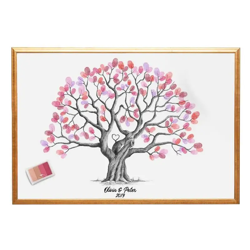 Wedding Guest Book Alternative Tree Graduation Guest Book Fingerprint Tree Canvas Waterproof Creative DIY Sign-In Book For Party