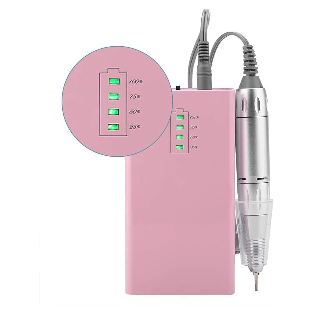 Taladro eléctrico portátil para uñas, máquina de manicura y pedicura inalámbrica, recargable, 30000 RPM