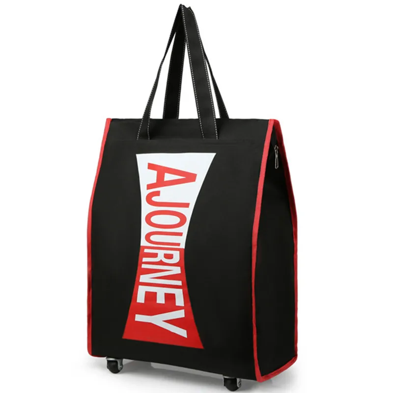 

New Subtitled Wheel Luggage Bag Oxford Cloth Folding Light Shopping Bag Anti Splash Portable One Shoulder Travel Bag