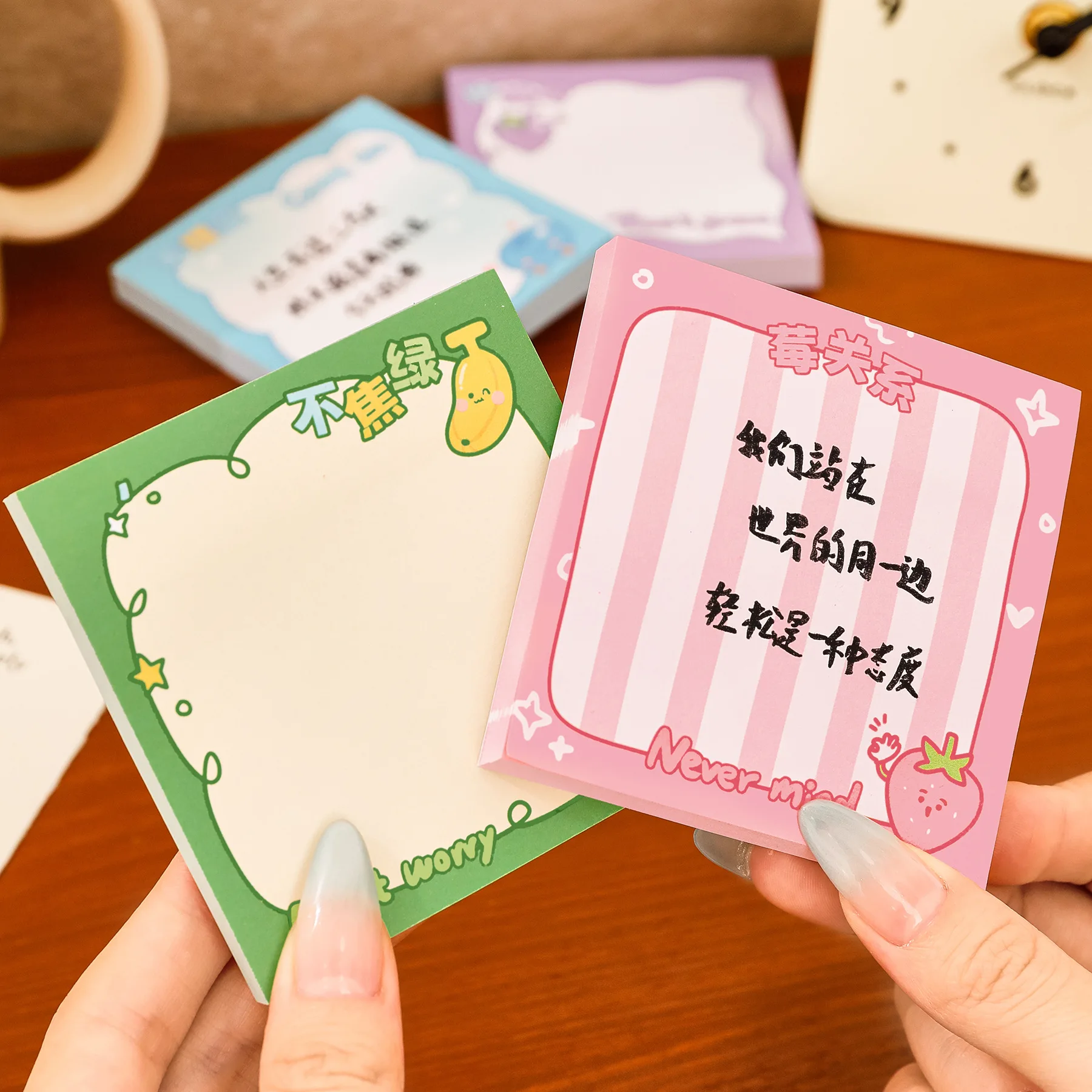 Kawaii Fruit Gradient Sticky Notes Removable Memo Pad Set for Students Office School Journal Scrapbook Stationery