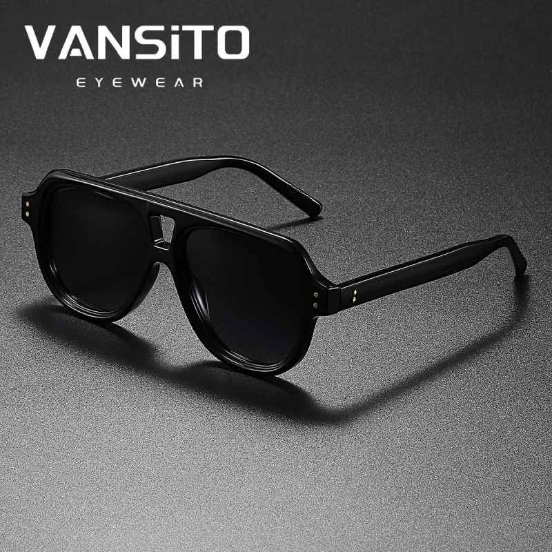 

VANSITO High Quality Classic Retro Fashion High End TAC Metal Durable square Frame Sunglasses Men
