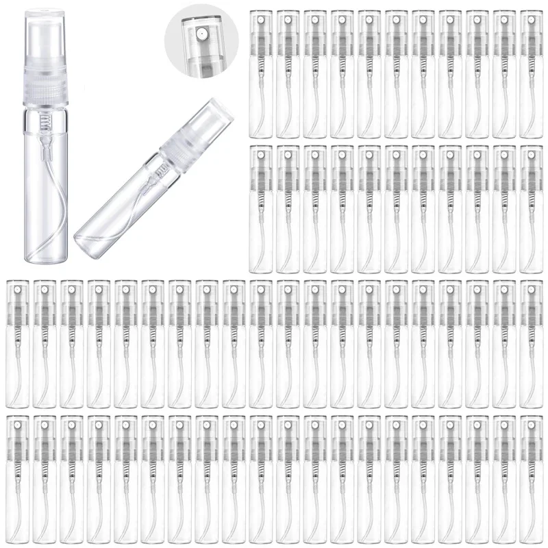 

50PCS 2/3/5/7/10ML Mini Refillable Glass Spray Bottle Atomizer Vials Perfume Mouthwash Water Container For Travel Essential Oils