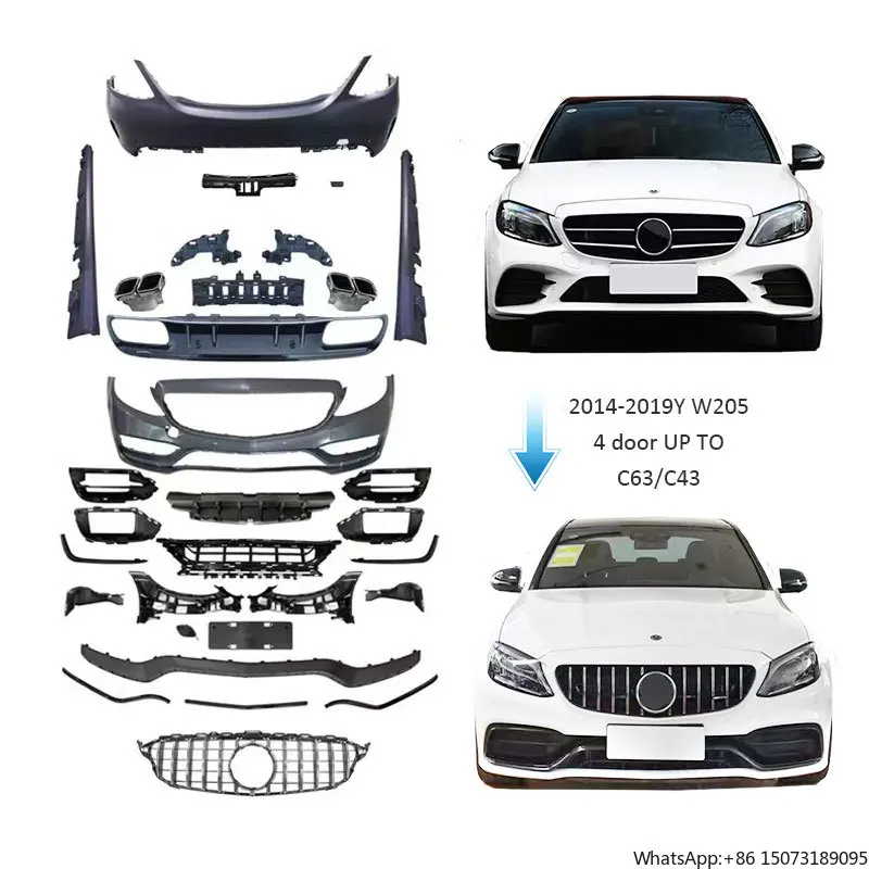 

2014-19 лет C Class 4-дверный W205 Upade to C63 C43 Спортивные комплекты кузова Автозапчасти для кузова Передний бампер ille