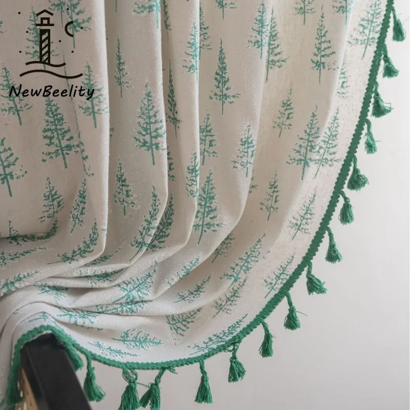 Green Christmas Gold-plated Holly Leaf Kitchen Curtains for Living Dining Room Bedroom Semi-blacked Bay Window Balcony Decor