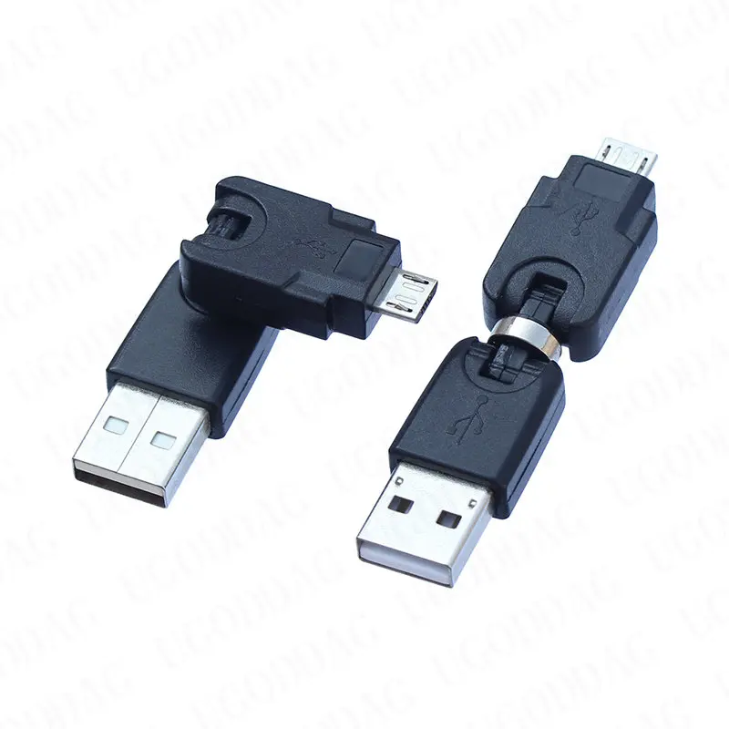 Adaptador de carga de sincronización de datos Micro USB macho a USB macho, transportador de ángulo de 360 grados, giratorio cambiable para dispositivo Micro USB