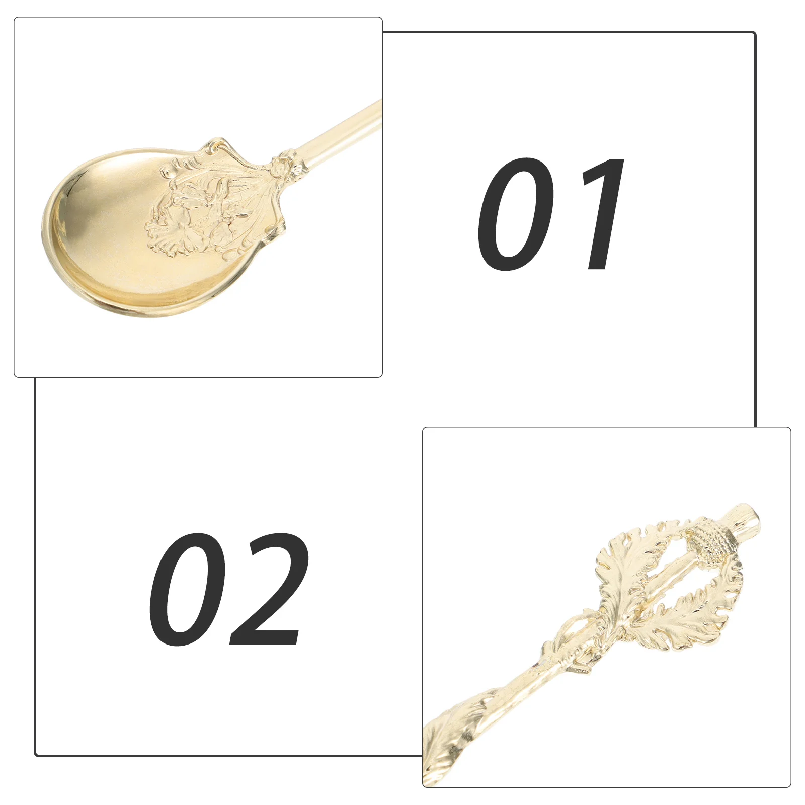 

3Pcs Zinc Alloy Ice Cream Spoons Vintage Style Dessert Spoons Carved Coffee Spoons Tableware