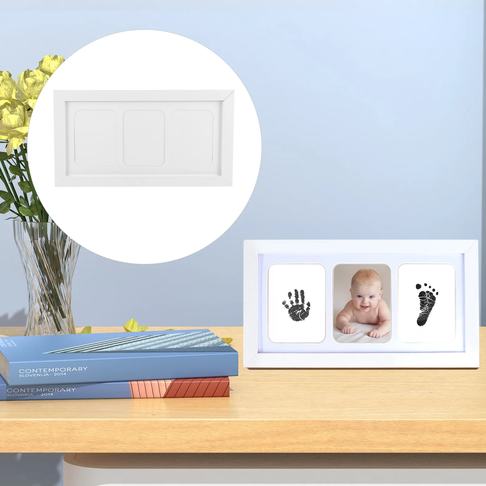 

1 set Baby Footprint Keepsake Kit H print Picture Frame Gift Prints Newborn Souvenir DIY Photo Frame Kit print Footprint