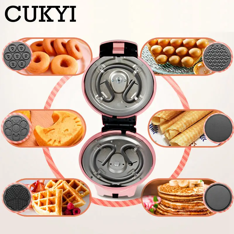 Multifunctional Electric Baking Pan Non-stick Coat Timing Sandwich Breakfast Machine Household Waffle Donut Maker Eggette Cake