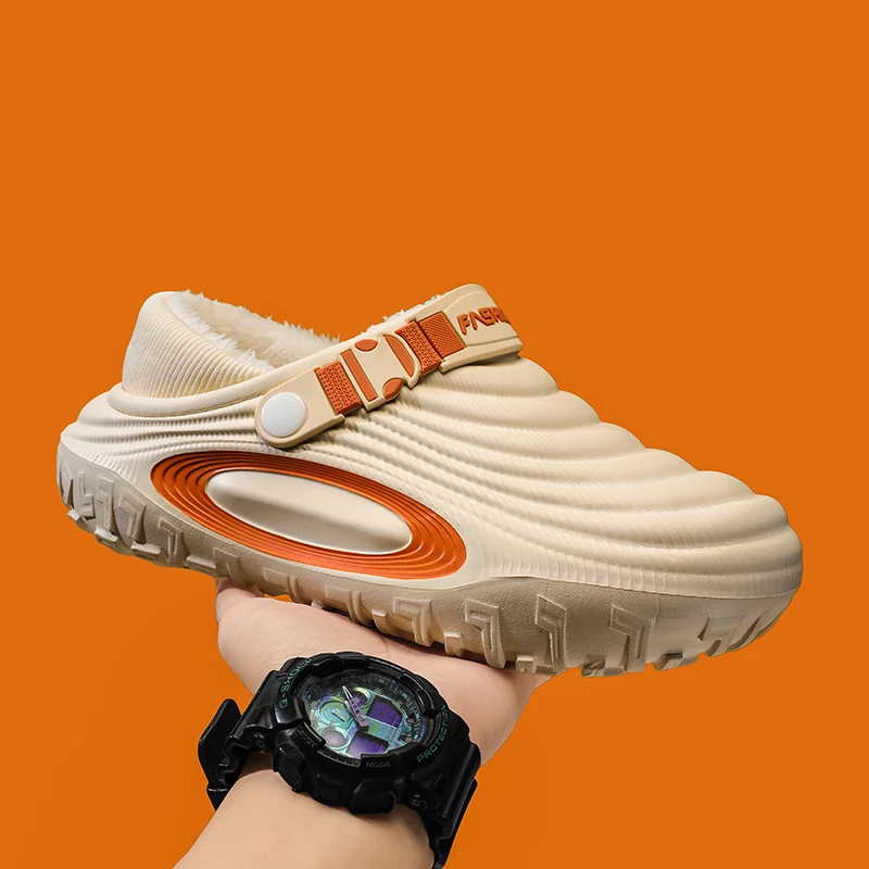 رجل الشتاء أحذية قطنية قباقيب قطيفة دافئة للرجال مكافحة زلق مقاوم للماء زلة Ons منزل الشرائح 2025 جديد عصري شبشب شتوي #4