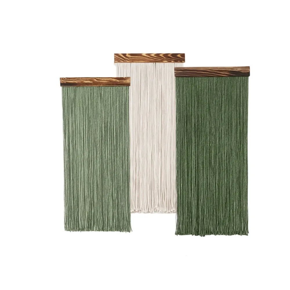 

Boho Decor Wooden Wall Hanging Tapestry Hand-Woven Aesthetic Curtain Tapestry Tassel Cotton Rope Tapestry Apartment