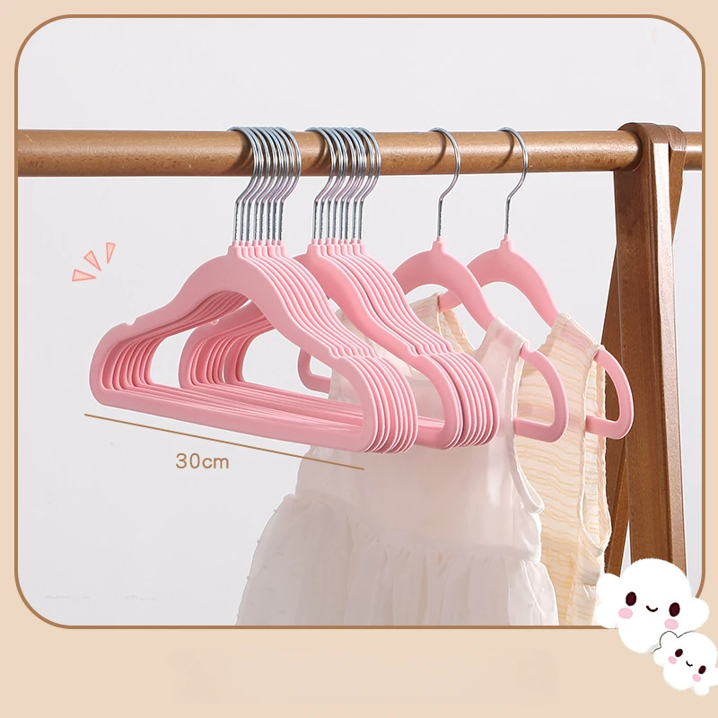 10PCS 30CM Plastic Hanger Organization Flocking Hanger Non-slip Velvet Hanger Home Clothing Store Hangers for Clothes pants