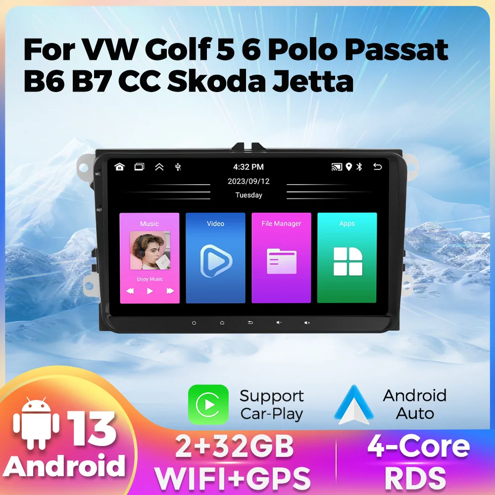 

Android13 2DIN Stereo Automotive Car Multimedia Player Wireless Carplay Auto For VW Volkswagen Passat B6 B7 CC Caddy Polo Amarok
