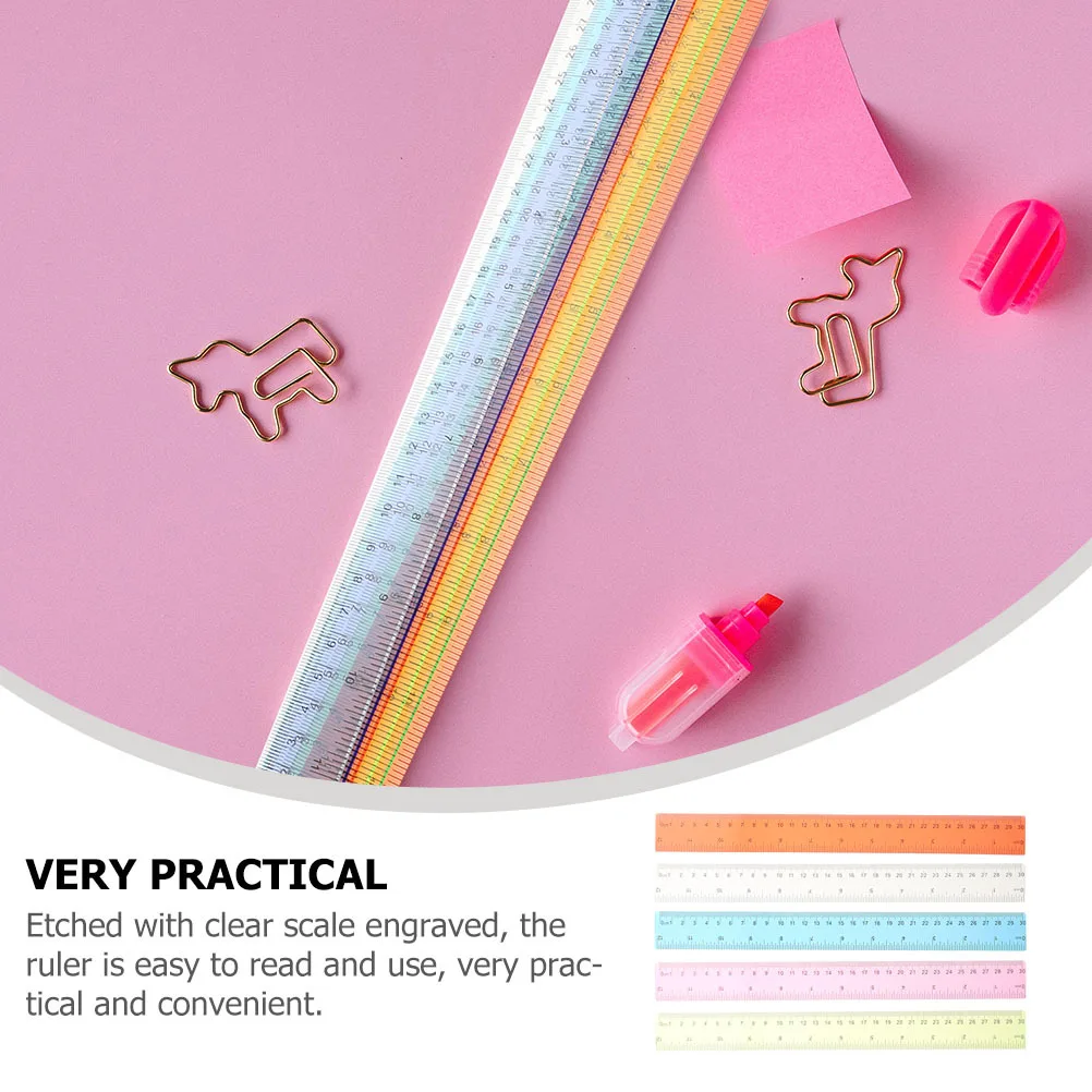10 قطعة مساطر ملونة متعددة الوظائف مساطر قياس بلاستيكية للطلاب الفصول الدراسية مكتب المنزل المحمولة مريحة