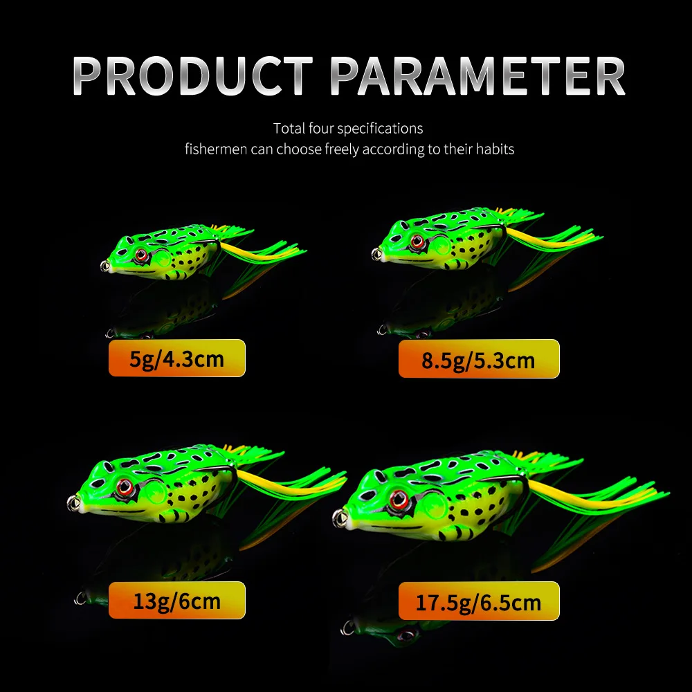2 Pcs 5g 9g 13g 17.5g Frog Lure Soft Tube Bait Plastic Fishing Lure with Fishing Hooks Topwater Ray Frog Artificial 3D Eyes image 4