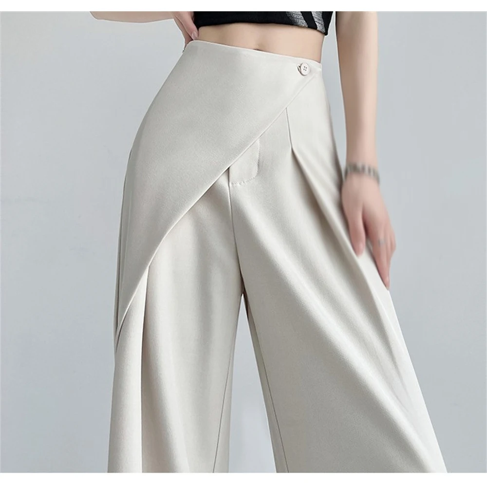Sweet Cool Girls High-end Thin Suit Wide-leg Pants Women High-waist Temperament Straight Japanese Korean Casual Mopping Trousers