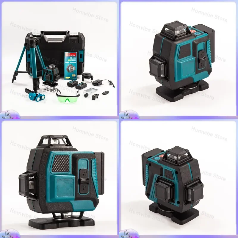 Rechargeable Laser Level 360 Degree Self-Leveling Cross Line Green Beam 532nm for Tile Flooring Wall Ceiling Alignment DIY