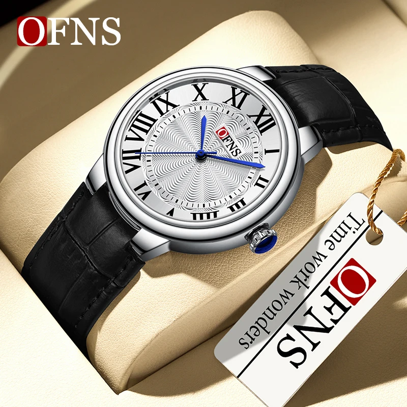 OFNS Top Brand Business Classics Men\'s Quartz Watch Roman Scale Dial Waterproof Stainless steel Male Quartz Wristwatch Relojes