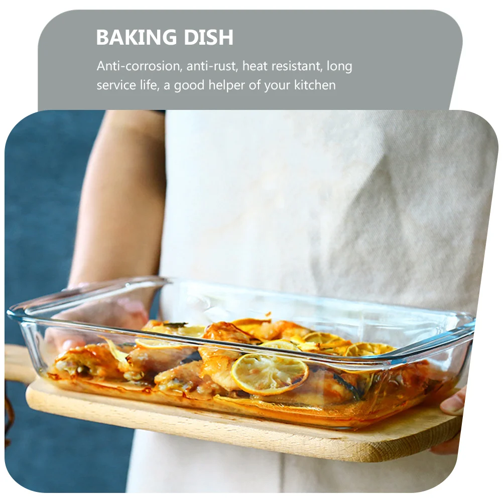 

Rectangular Glass Baking Dish Heat Resistant Household Serving Plate Oven Safe Kitchen Pan Microwave Dishwasher