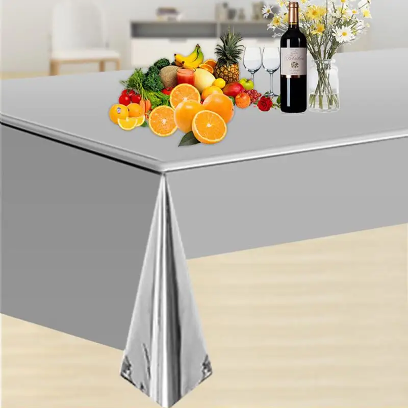 Plastic Foil Table Cover Easy To Clean Oil-proof Polychromatic Aluminum Film Material Bar Supplies Waterproof Tablecloth