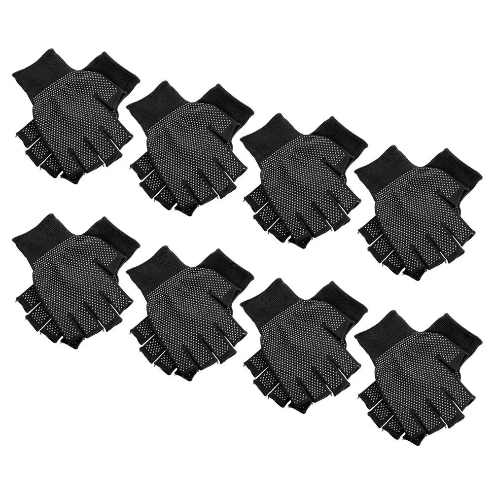 

8Pairs Nonskid Fingerless Work Gloves Breathable Half-Finger Garden Industrial Outdoor Tasks Gloves Men Women