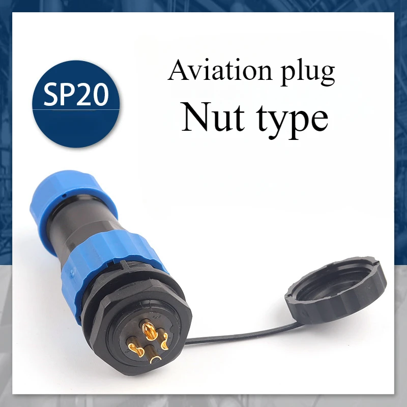 

IP68 Nut Style SP20 Aviation Plug Connector - Waterproof Soldering Connector for Secure Wiring