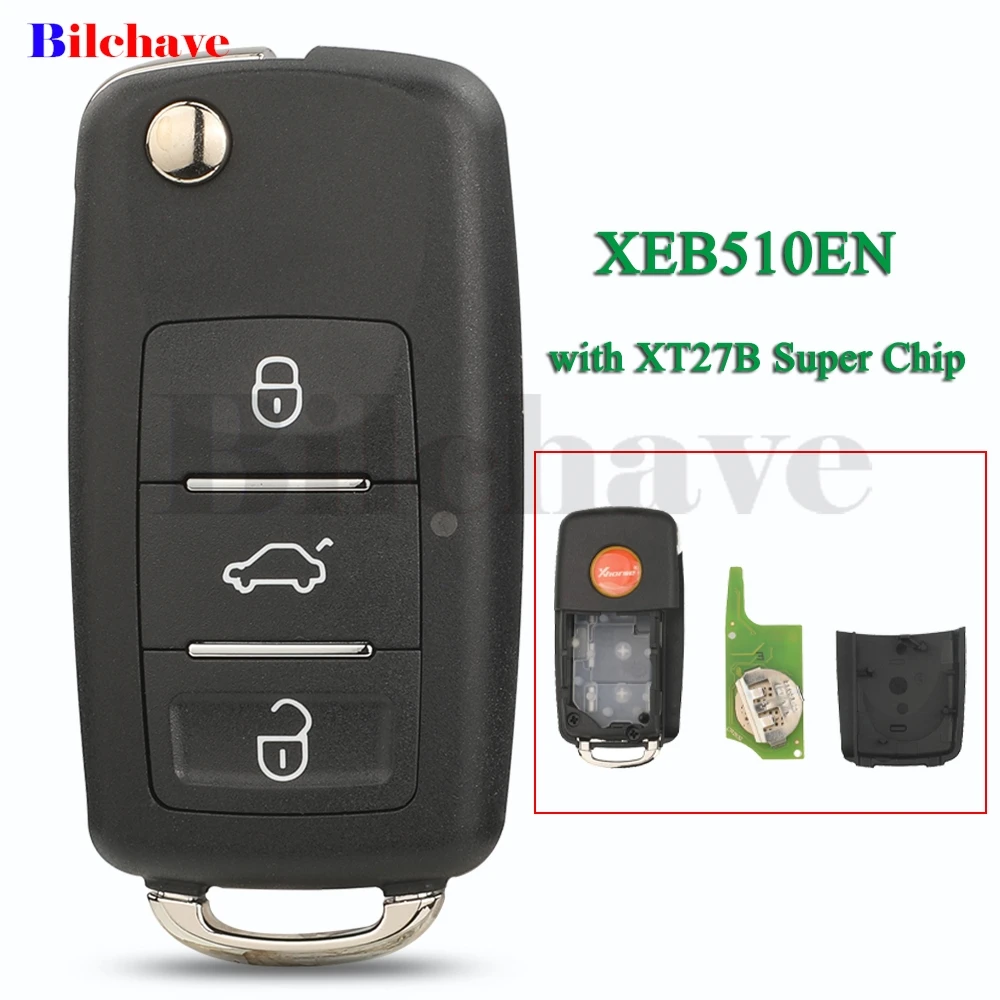 

Jingyuqin 3 кнопки Xhorse XEB510EN B5 супер для Volkswagen авто ключи подходят для VVDI инструмент пульт дистанционного управления с XT27B супер чипом автомобильного ключа