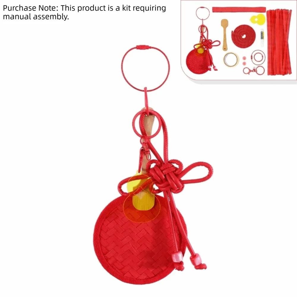 Macaron Color Mini Fan Keychain Hand-Woven Bamboo Lightweight Decorative Pendant Durable Structure Delicate Craftsmanship