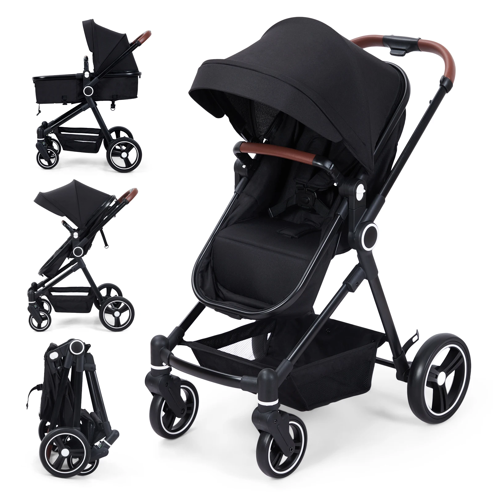 Cochecito Buggy 2 en 1, 0-36 Meses, Cochecito combinado hasta 22 Kg, Cochecito deportivo, Cochecito de viaje, Ruedas grandes, Fácil plegado