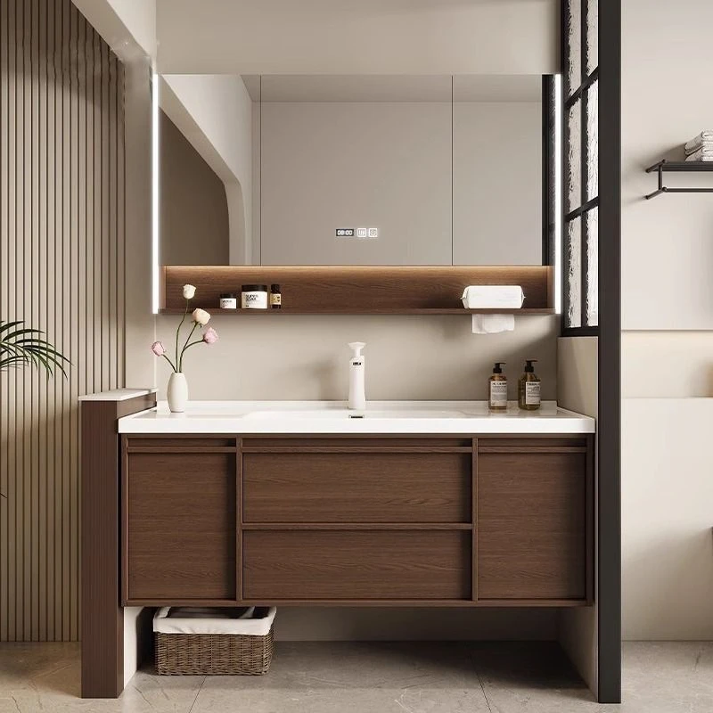 Ceramic integrated basin new simple bathroom hand wash washbasin cabinet washtable no