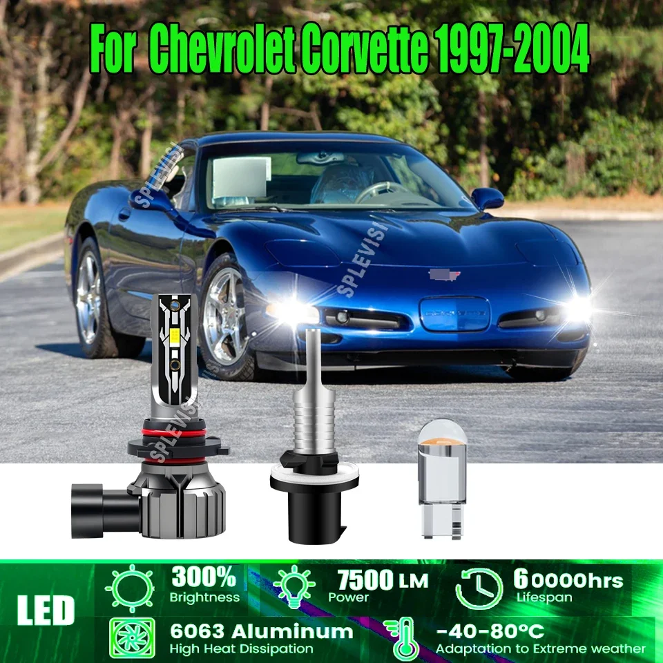 LED Headlamp Foglight - Better Illumination Bright White 6000K For Chevrolet Corvette 1997 1998 1999 2000 2001 2002 2003 2004
