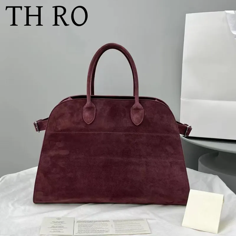 

THRO Women's 15 inch and 17 inch Wine Red Suede Gold Hardware Accessories Top Quality Large Capacity High Quality Handbag