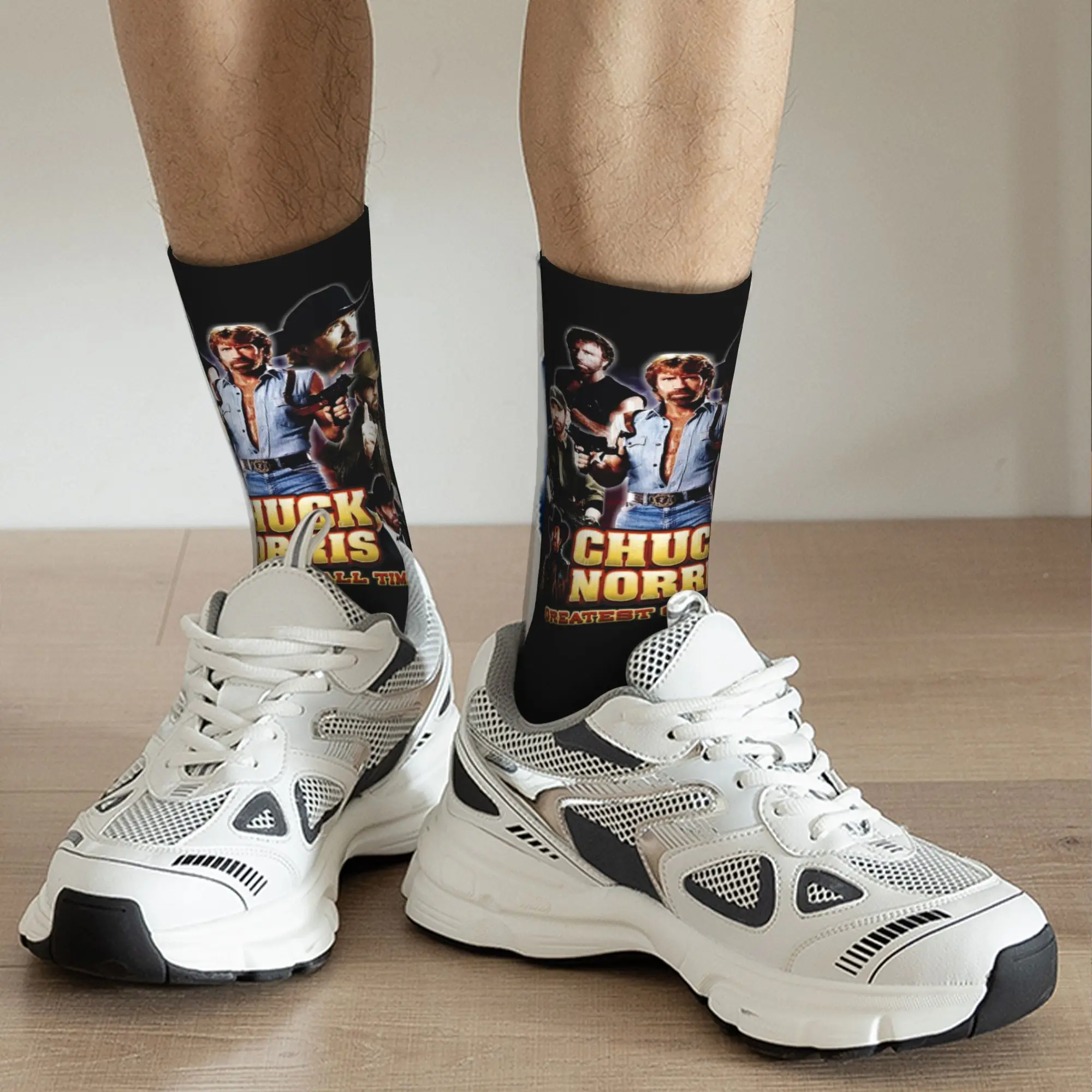 Chuck Norris GOA Socken Harajuku Strümpfe Ganzjahres-Langsocken Zubehör für Weihnachtsgeschenke für Männer und Frauen,