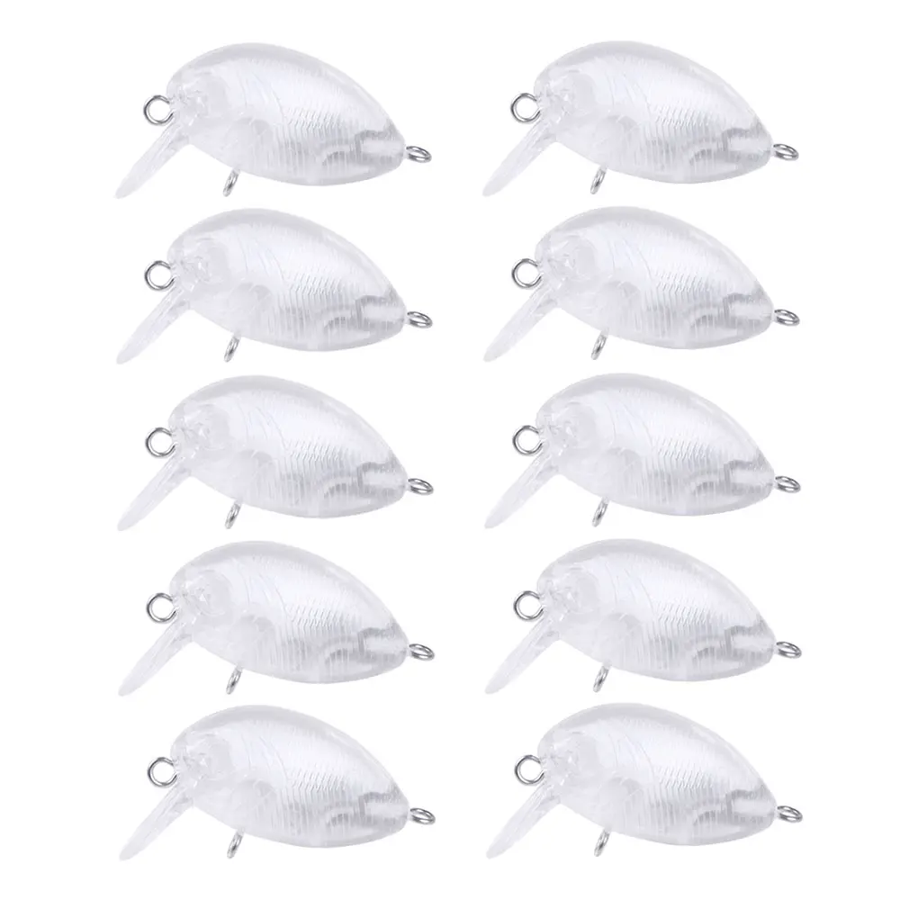10 Stück Unlackierte Mini-Crankbaits 3,8cm 3,1g, DIY Blanko-Wobbler, Flachtauchender Fetter Köder für Forellen-, Barsch- und Bass-Angeln