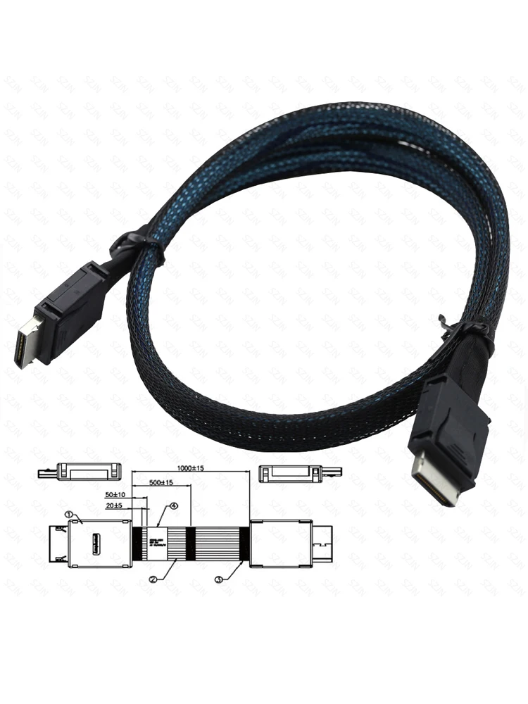 Kabel Oculink PCIe SFF-8611 4I do SFF-8611 4I Mini SAS HD, 50-200 cm, szybki przewód do transmisji danych w serwerach i pamięci masowej — 2