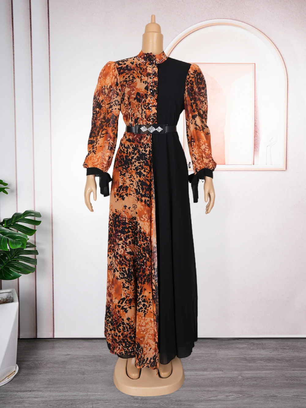 Elegant African Dresses For Women 2026 New Summer Fashion Long Sleeve Muslim Print Wedding Evening Party Chiffon Maxi Dress